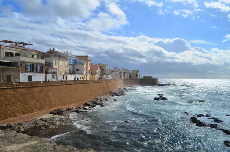 brown concrete building beside sea under blue sky during daytime