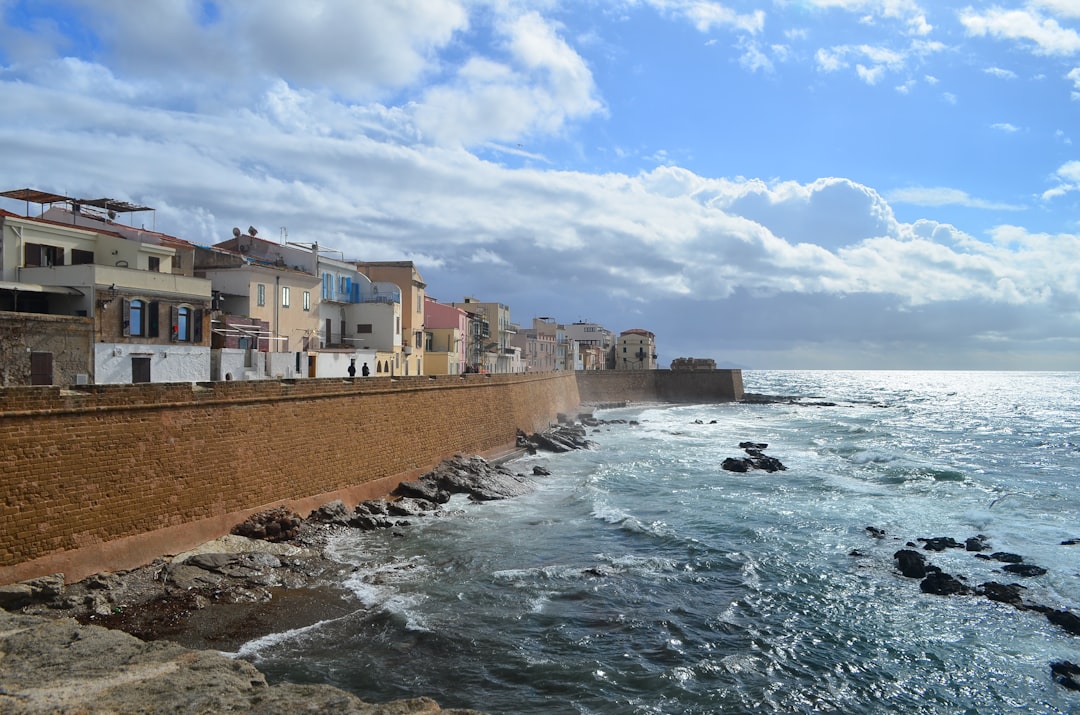 brown concrete building beside sea under blue sky during daytime