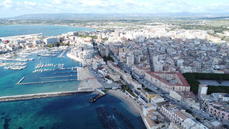 Aerial view of an italian coastal city.